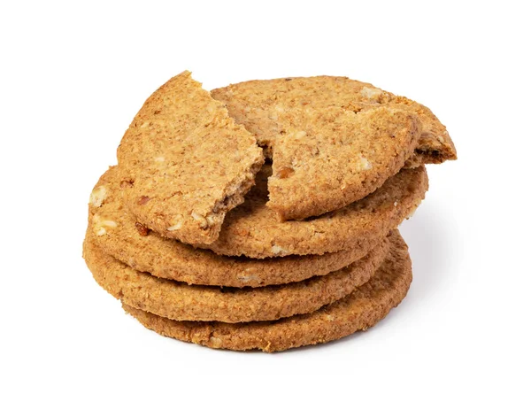 Beyaz arka planda yulaf ezmeli kurabiye — Stok fotoğraf