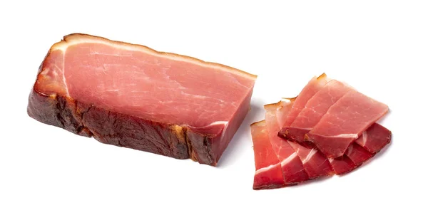 Włoski prosciutto na białym — Zdjęcie stockowe