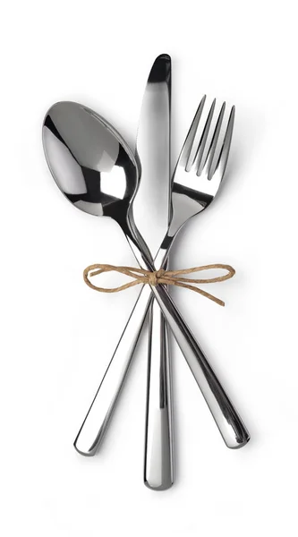 Fourchette, couteau et cuillère — Photo