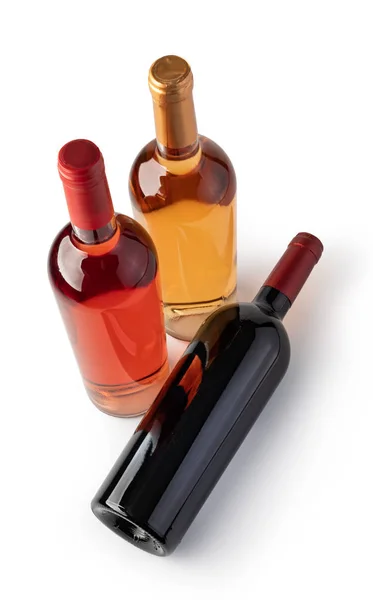 Bottiglie di vino su sfondo bianco — Foto Stock
