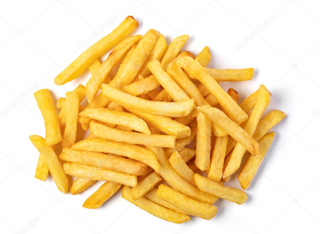 french fries on white background