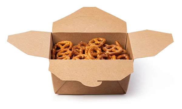 Salt Pretzels in box — Stock Photo, Image