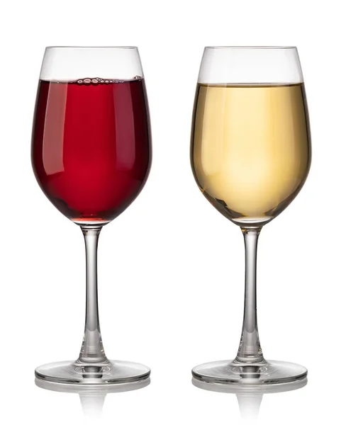 Egy pohár vörös- és fehérbor — Stock Fotó
