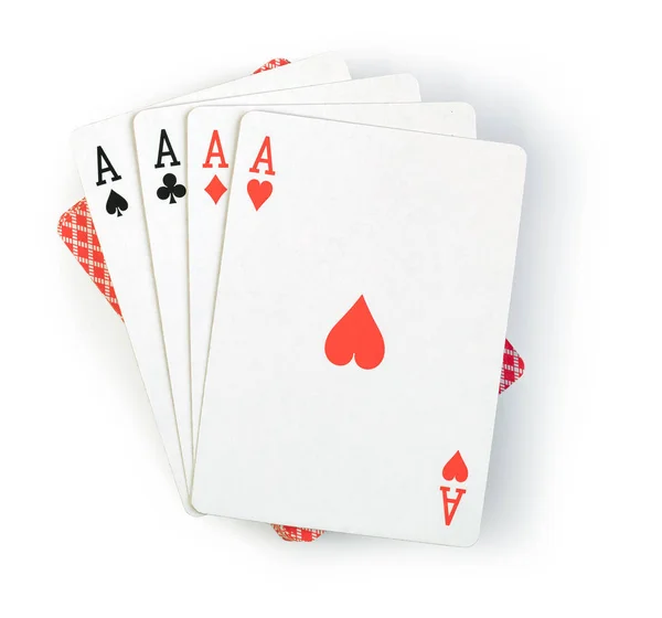 Παίζοντας χαρτιά σε λευκό φόντο — Φωτογραφία Αρχείου