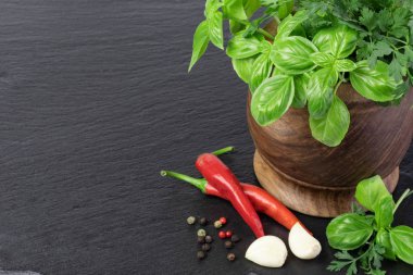 Taze baharatlar ve bitkiler.