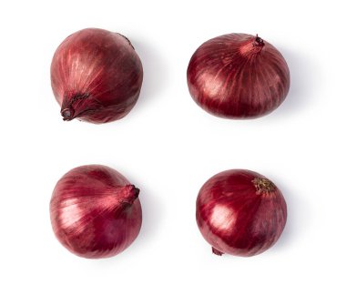 Beyaz arkaplanda kırmızı soğan