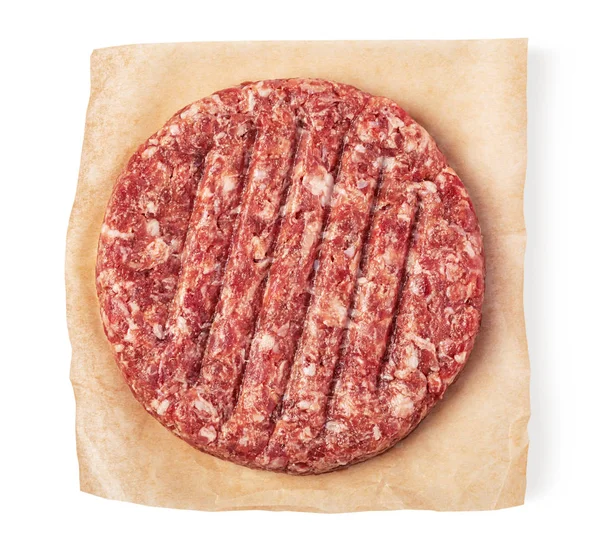 Fresh raw burger meat on white background — 图库照片