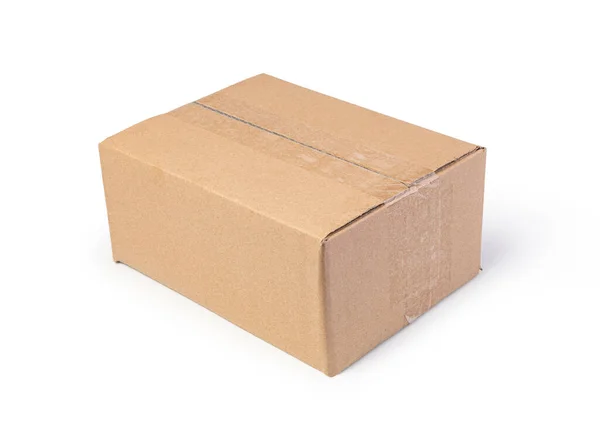Closed Cardboard Box Isolated White Background — Stock Photo, Image