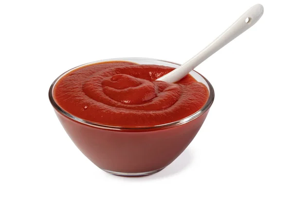 Ciotola Con Ketchup Isolato Fondo Bianco — Foto Stock