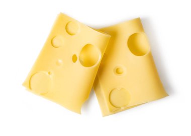 Beyaz bir arka plan üzerinde izole peynir dilimi