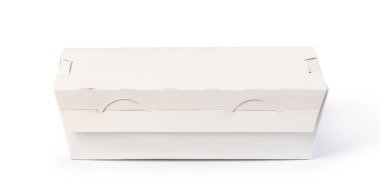 beyaz arka planda izole edilmiş etiketsiz kağıt gıda kutusu