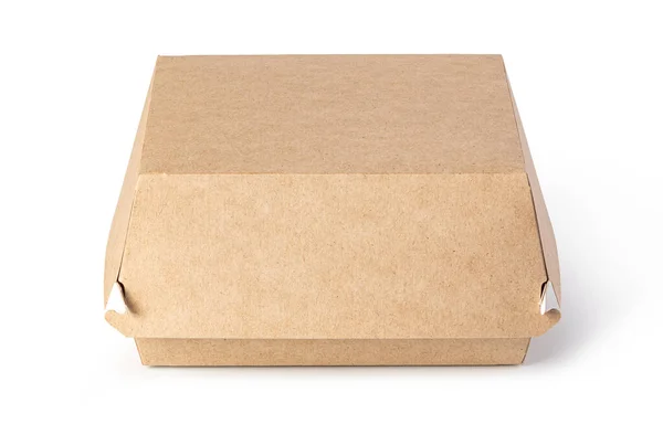 Kahverengi Etiketsiz Yiyecek Kutusu Beyaz Arkaplanda Izole — Stok fotoğraf