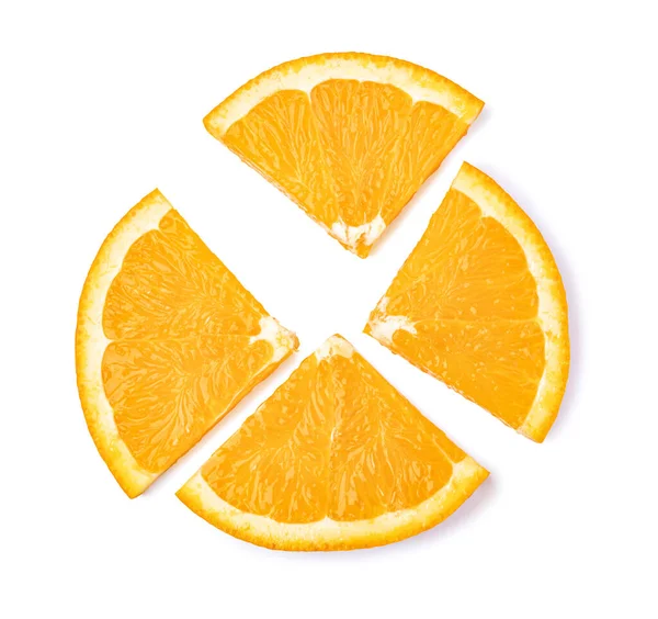 Τεμαχισμένα Φρούτα Πορτοκαλιού Που Απομονώνονται Λευκό Φόντο — Φωτογραφία Αρχείου
