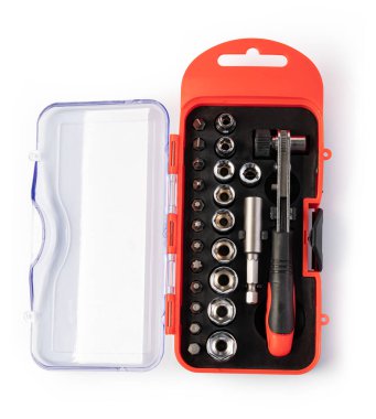 Beyaz arkaplanda izole edilmiş mekanik bit aracı