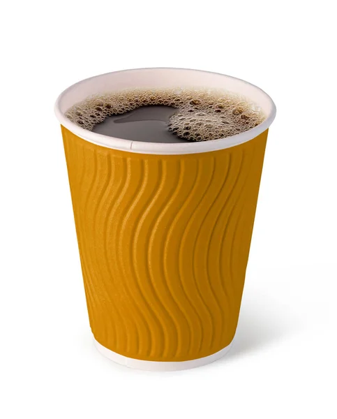 Papírový Šálek Kávy Izolované Bílém Pozadí — Stock fotografie