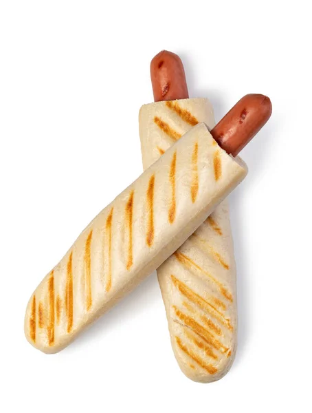 Francia Hot Dog Elszigetelt Fehér Háttér — Stock Fotó