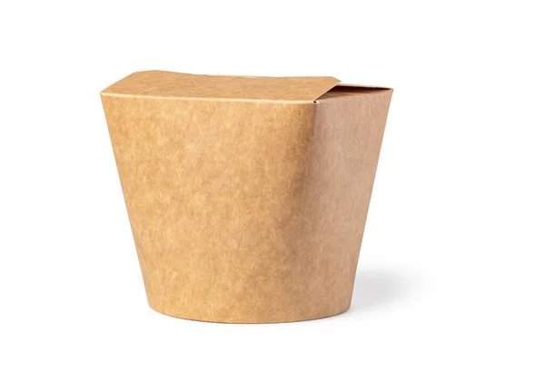 Brązowe Nieoznakowane Papierowe Pudełko Żywnością Izolowane Białym Tle — Zdjęcie stockowe