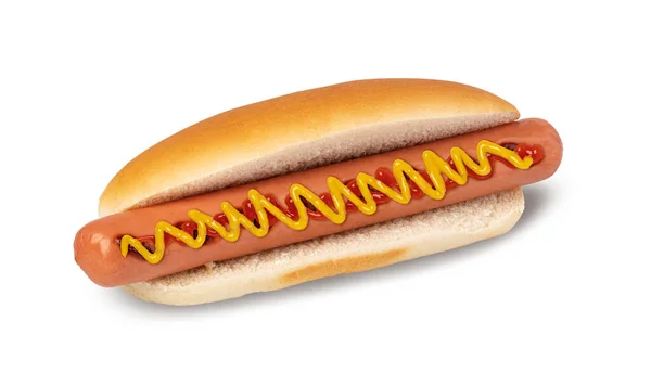 Hot Dog Con Ketchup Senape Isolati Sfondo Bianco — Foto Stock