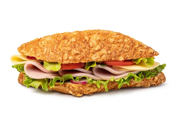Sandwich Dengan Ham Terisolasi Pada Latar Belakang Putih — Stok Foto
