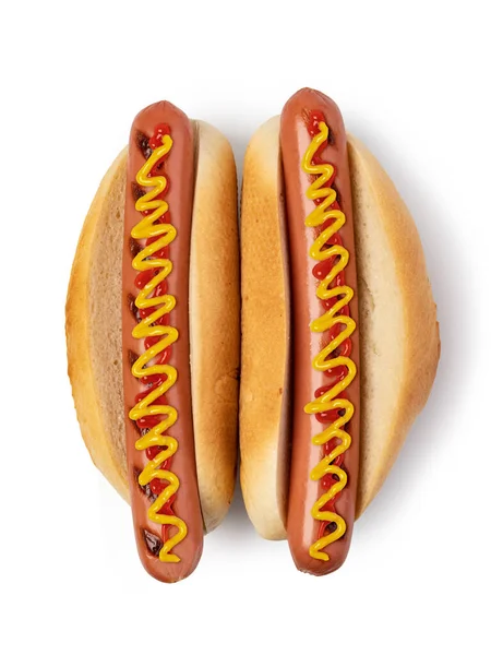 Hot Dog Con Ketchup Senape Isolati Sfondo Bianco — Foto Stock