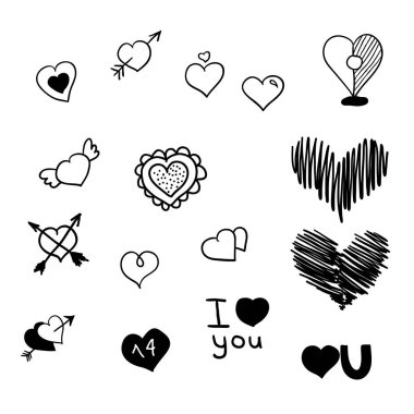 Sevgililer günü doodling seti