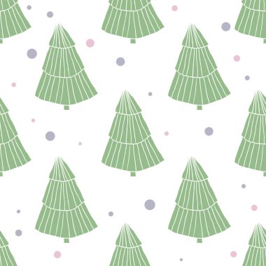 Yeşil ağaçlar ile sorunsuz İskandinav tarzı desen