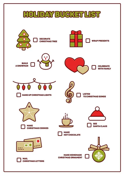 Holiday bucket list, funny to-do planner for christmas vacation