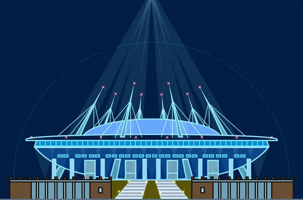 Estadio de San Petersburgo, Estadio Krestovsky, Zenit Arena, estilo de arte minimalista, iluminación nocturna — Archivo Imágenes Vectoriales