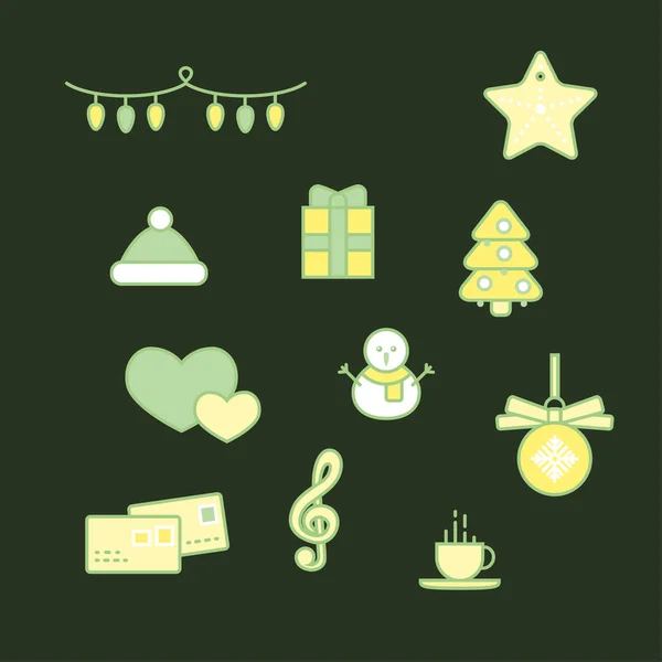 Ligne icônes de Noël, style minimal — Image vectorielle