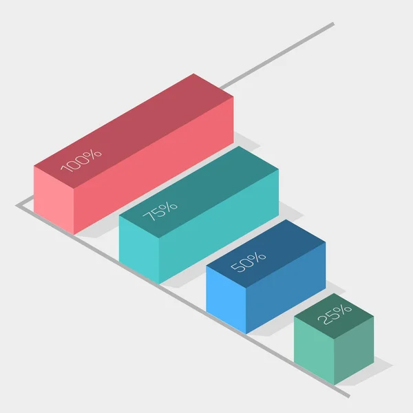 Infographie isométrique, concept statistique, boîtes 3D — Image vectorielle