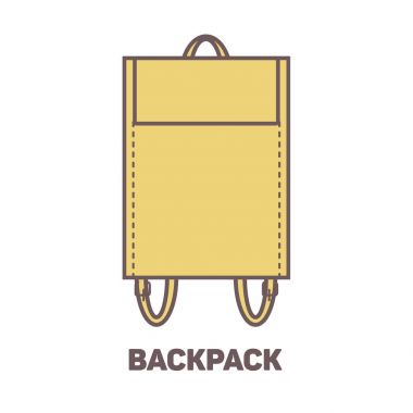 Satırı sanat renk sırt çantası simgesi, en az doğrusal style, vektör