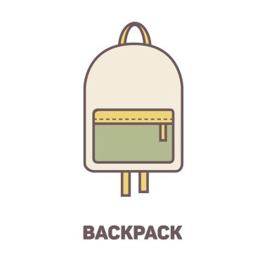 Satırı sanat renk sırt çantası simgesi, en az doğrusal style, vektör