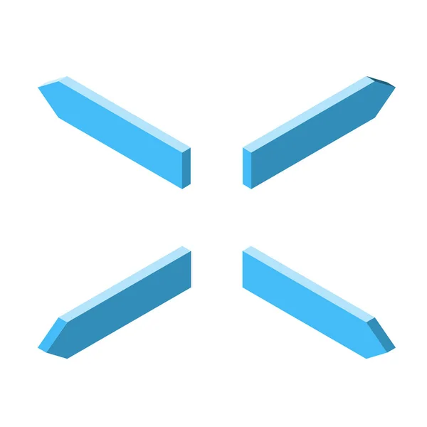 Aantal blauwe isometrische pijlen, minimalistische stijl, richting concept, vector — Stockvector