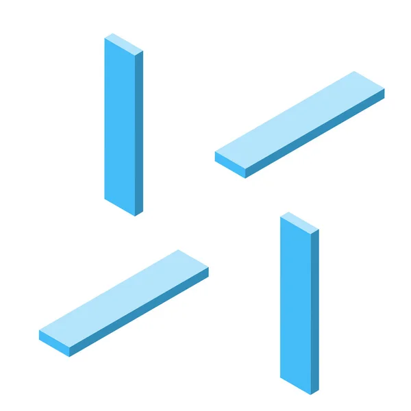 Aantal blauwe isometrische platen, minimalistische stijl, richting concept, vector — Stockvector