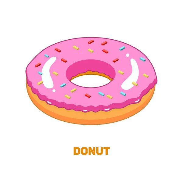 도넛 아이소메트릭 아이콘, 개념 건강에 해로운 음식, 패스트 푸드 일러스트 — 스톡 벡터