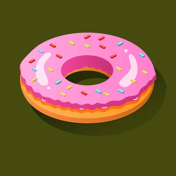 Icône isométrique donut, concept malsain, illustration de restauration rapide — Image vectorielle