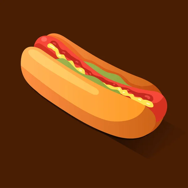 Hot dog isometrische pictogram, concept ongezond voedsel, fastfood illustratie — Stockvector