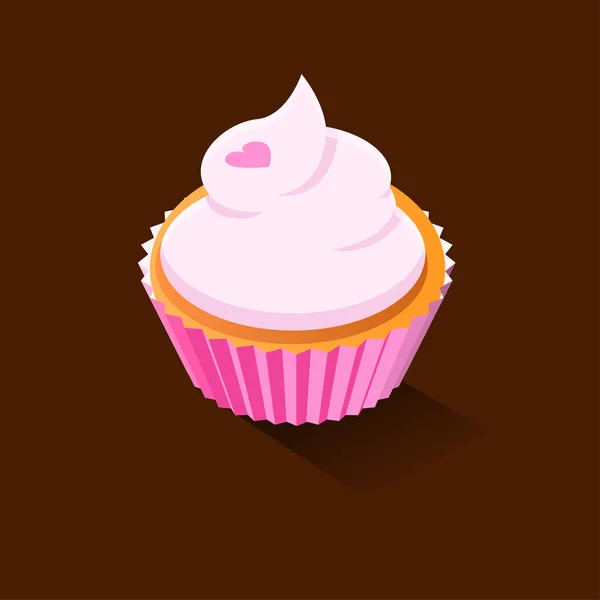 Cupcake med hjärtat färg isometrisk stilikon, fastfood koncept illustration — Stock vektor