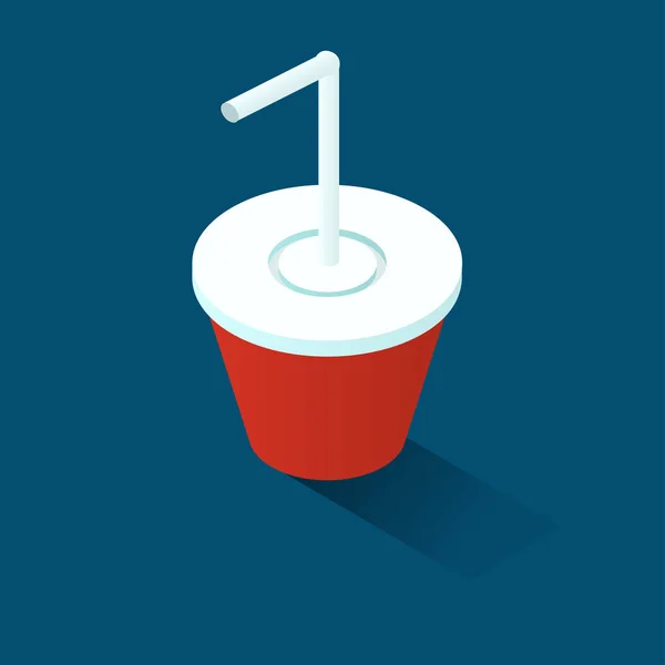 Иконка цвета чашки безалкогольного напитка в изометрическом стиле, иллюстрация концепции быстрого питания — стоковый вектор