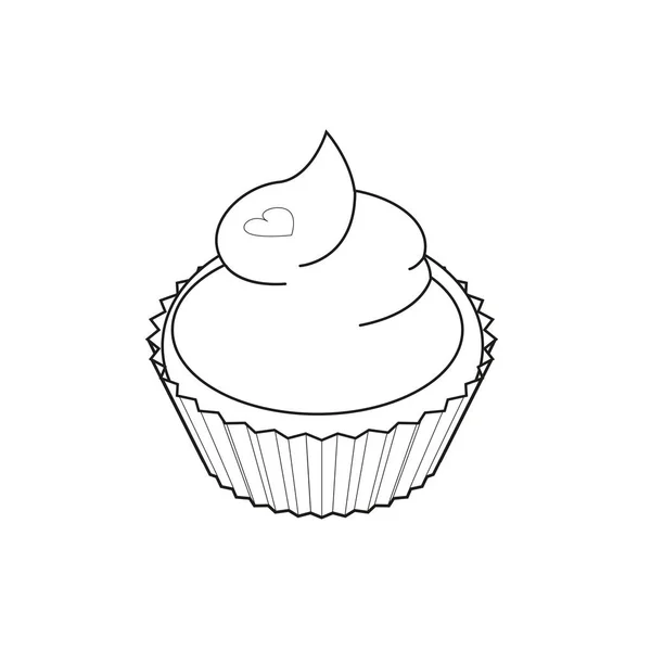 Cupcake med hjärtat isometrisk stilikon, fastfood koncept illustration — Stock vektor