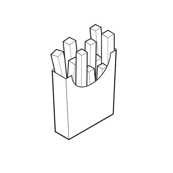Franse frietjes isometrische stijlicoon, Fast-Food concept illustratie vector eps10 — Stockvector