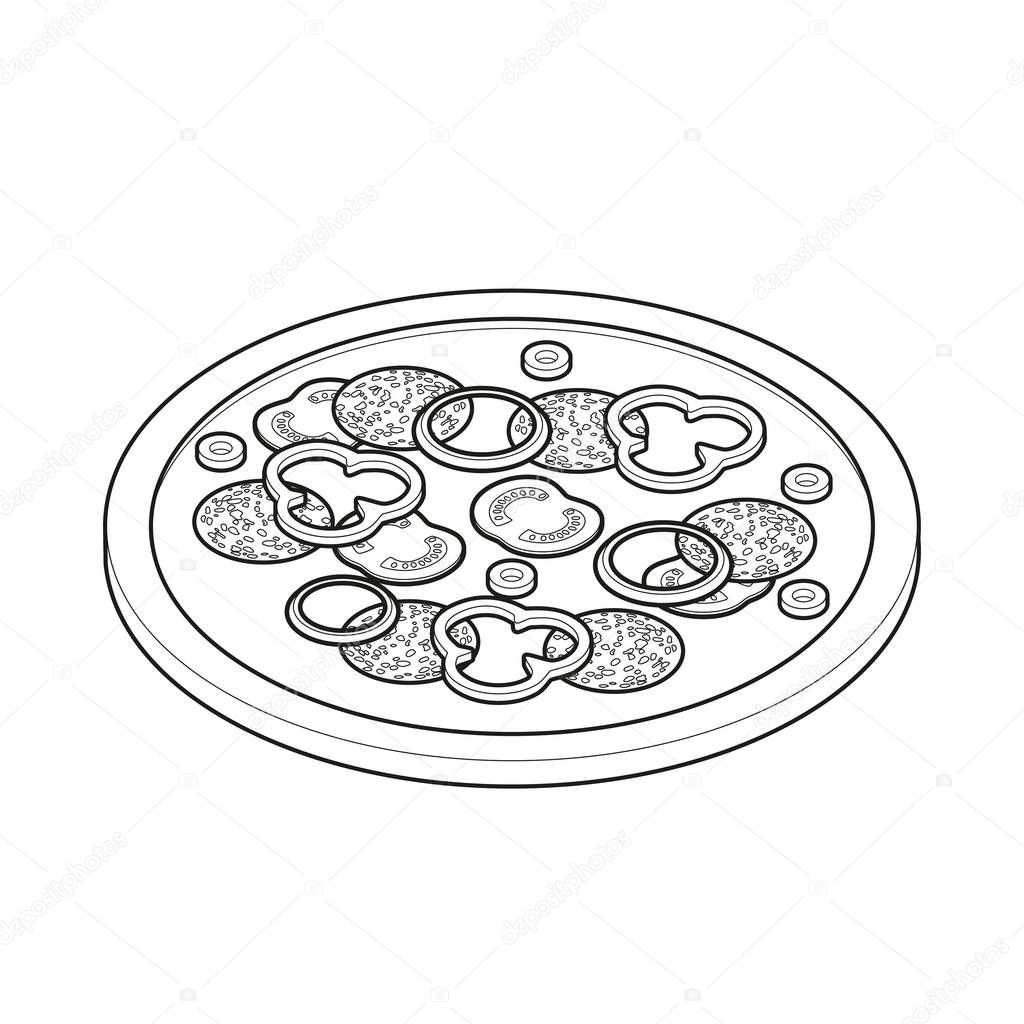 Pizza isometric icon, concept unhealthy food, fast food illustration