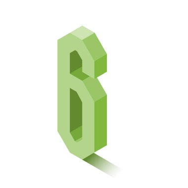 İzometrik altı yeşil simge, gölge ile 3d karakter