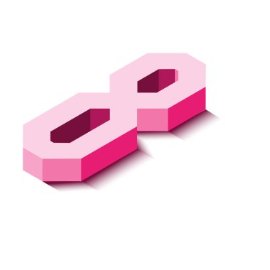 İzometrik eilght pembe simgesi, gölge ile 3d karakter