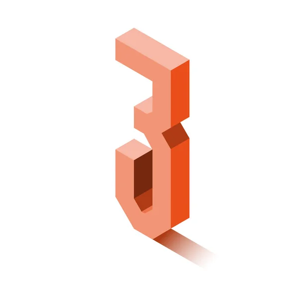 Izometrikus három narancssárga ikonra, 3D-s karakter árnyék — Stock Vector