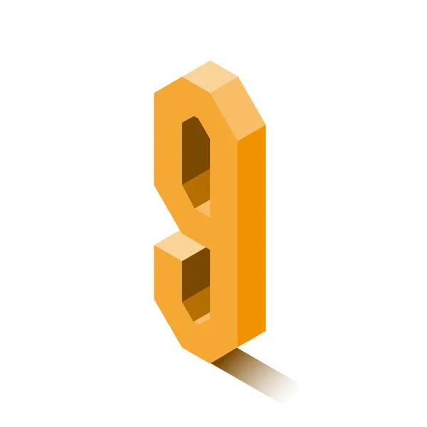 Izometrikus kilenc barna ikon, 3D-s karakter árnyék — Stock Vector