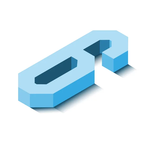 Izometrikus hat kék ikon, 3D-s karakter árnyék — Stock Vector