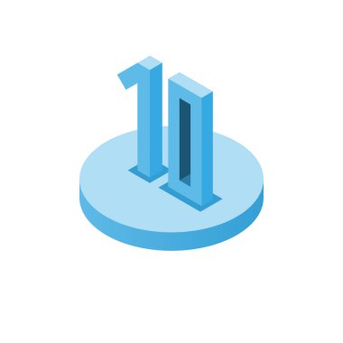 Disk, 3d karakter, vektör eps10 izometrik mavi on simgesini