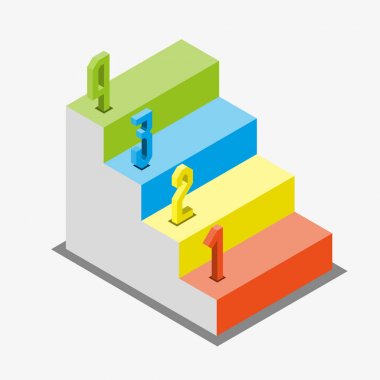 1 2 3 merdiven merdiven izometrik görünümü, Infographic kavramı, vektör eps 10