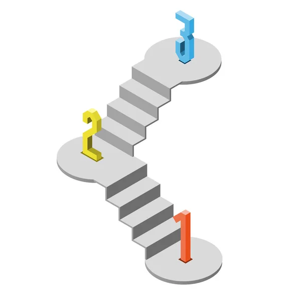 Passos Vista Isométrica Escada Conceito Infográfico Vetor Eps — Vetor de Stock